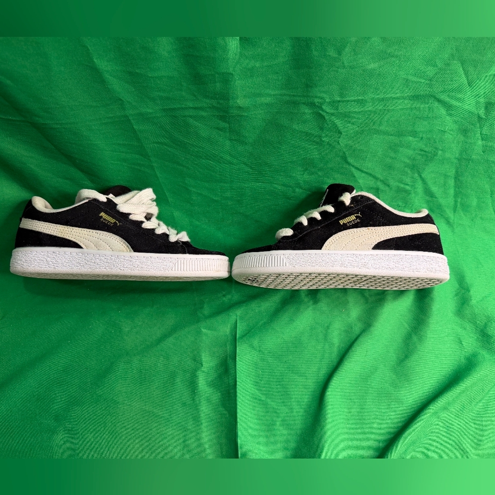 Puma Classic Black and Cream Suede Sneakers